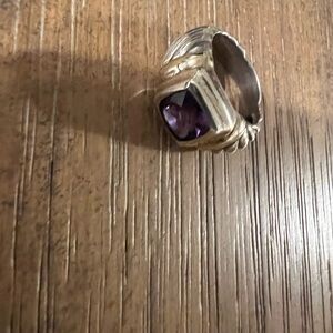 David Yurman Gold Ring with Purple Gem